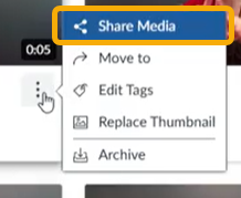 menu with Share Media circled