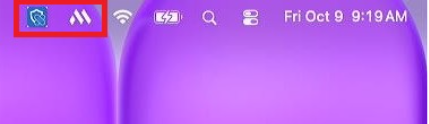 Menu bar screenshot: Top right of the macOS menu bar showing the EPC Agent and MDM icons next to the Wi-Fi, battery, and clock icons.