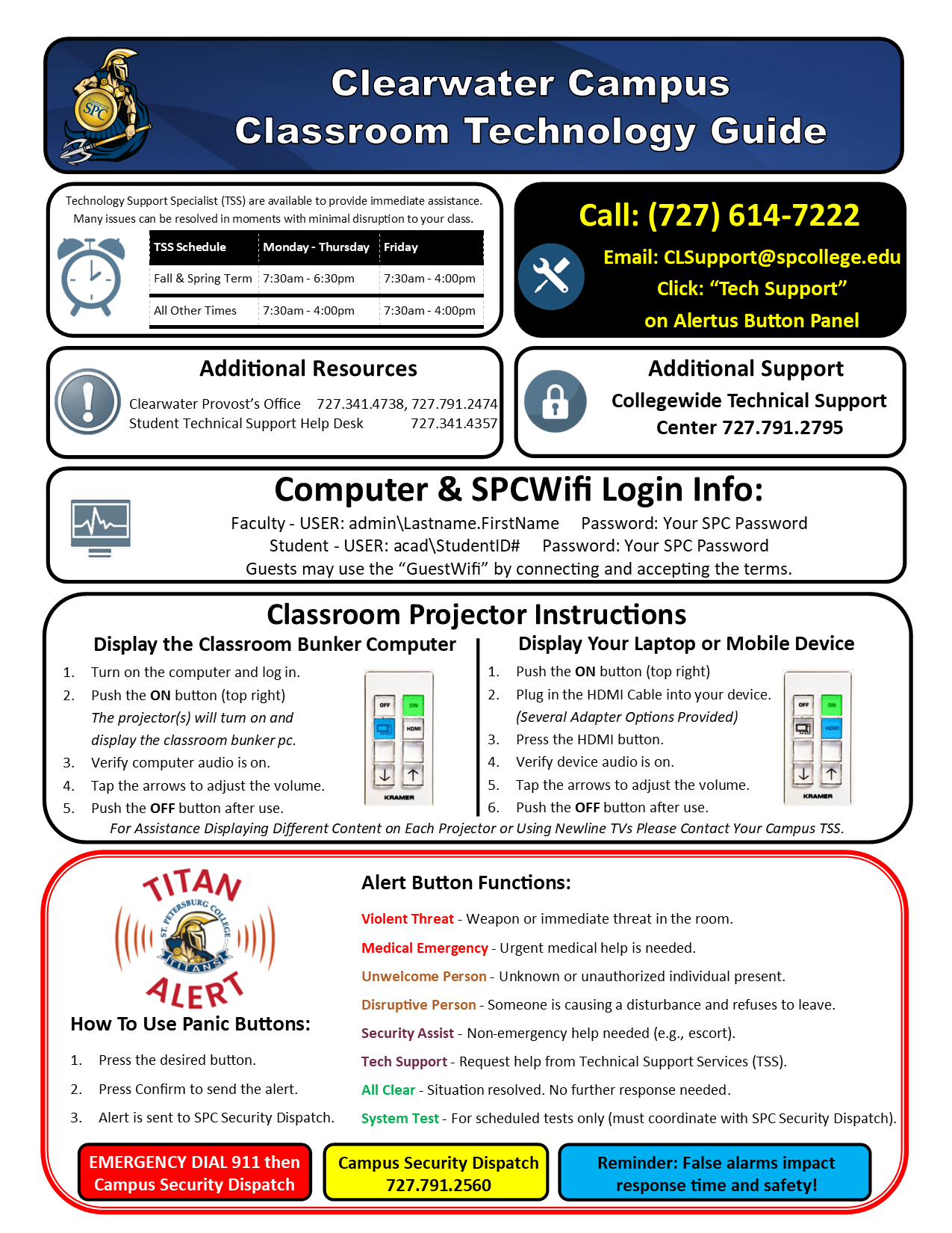 Clearwater Campus Classroom Technology Guide (bunker sheet)